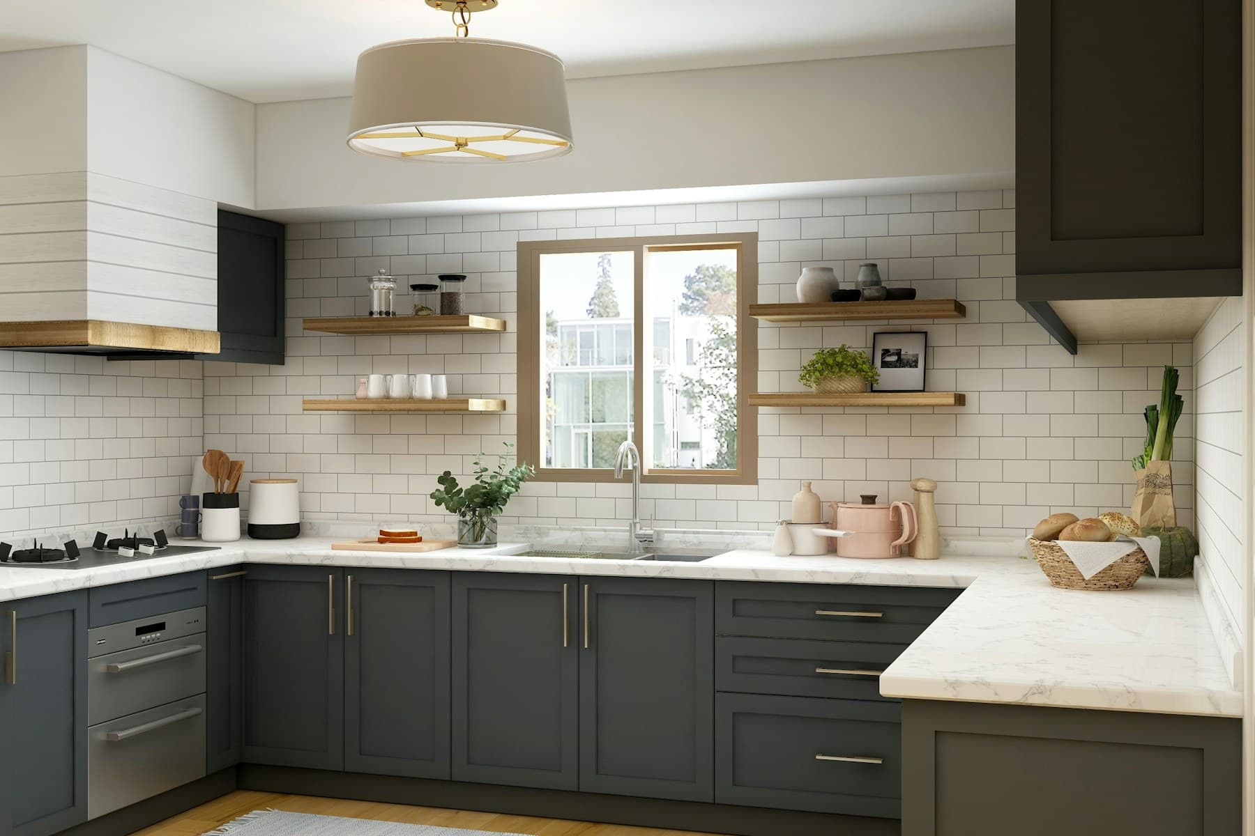 Graphite bespoke kitchen with a stone worktop